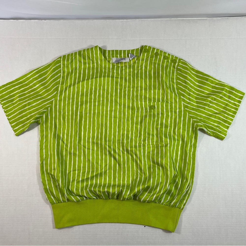 Josephine Womens Striped Green Blouse Top Size M